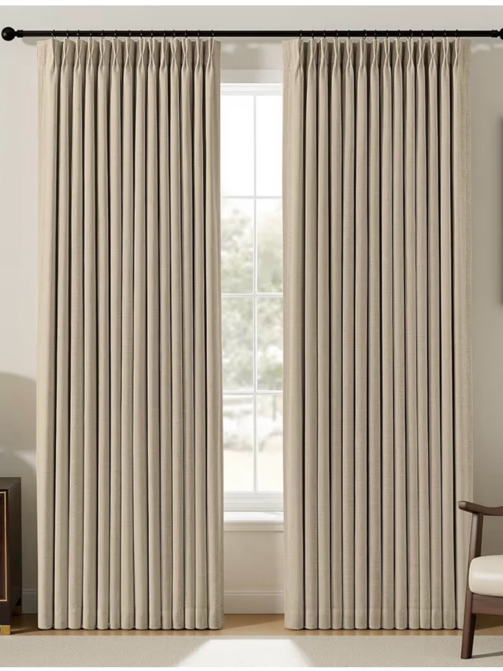 Premium Beige Blackout Curtain Panel - Unbranded